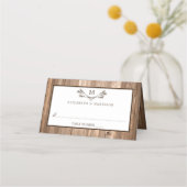 Carte De Placement Country Rustic Monogram Branche & Mariage bois (Devant)