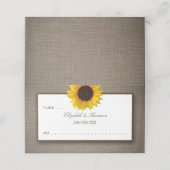 Carte De Placement Country Rustic Tournesol & Mariage Burlap (Extérieur déplié)