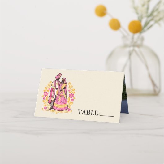 Carte De Placement Couple indien coloré (Devant)