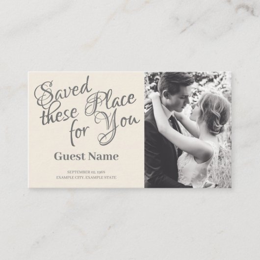 Carte De Placement Couple Mariage baiser en monochrome (Devant)