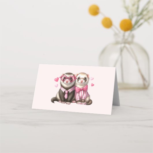 Carte De Placement Couple mignon en amour (Devant)