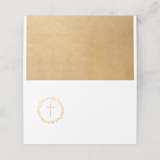 Carte De Placement Courbe en or Faux simple avec croix (Extérieur déplié)