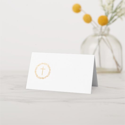 Carte De Placement Courbe en or Faux simple avec croix (Devant)