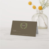 Carte De Placement Couronne botanique de mariage tons terre (Devant)