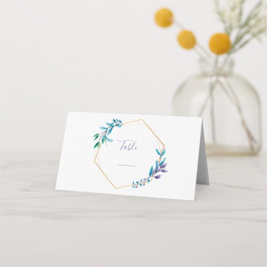 Carte De Placement Couronne de fleurs géométriques. Numéro de table d (Devant)