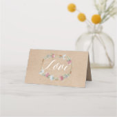 Carte De Placement Couronne fleur sauvage Sur Mariage campagnard Kraf (Dos)