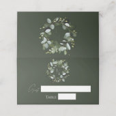 Carte De Placement Couronne Monogramme Eucalyptus moderne | Vert Fonc (Extérieur déplié)