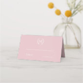 Carte De Placement Couronne monogramme rose poudrée (Devant)