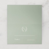 Carte De Placement Couronne monogrammée crème vert sauge (Extérieur déplié)