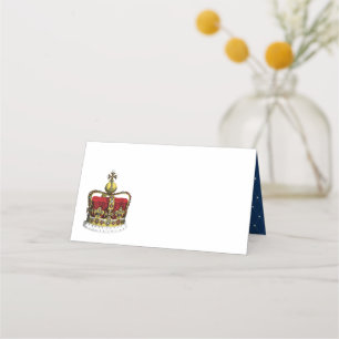 Carte De Placement Couronne royale en rouge et en or 2