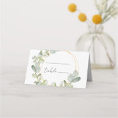 Carte De Placement Couronne simple d'eucalyptus & Mariage doré (Devant)