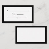 Carte De Placement Couture élégante | Escort Mariage noir et blanc (Devant / Derrière)