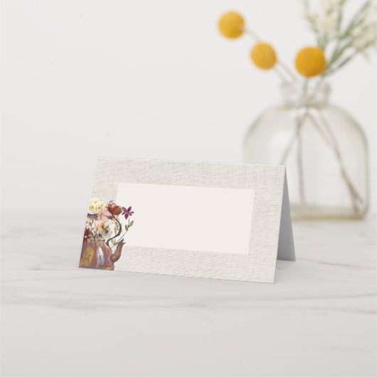 Carte De Placement Couverture de douche de thé floral aquarelle Blank (Devant)