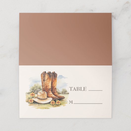 Carte De Placement Cowboy Boots Country Western Mariage (Extérieur déplié)