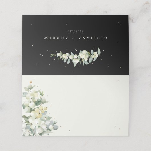 Carte De Placement Crème/Black Snowberry + Mariage Eucalyptus (Extérieur déplié)