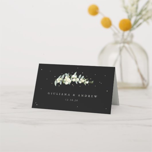 Carte De Placement Crème/Black Snowberry + Mariage Eucalyptus (Dos)