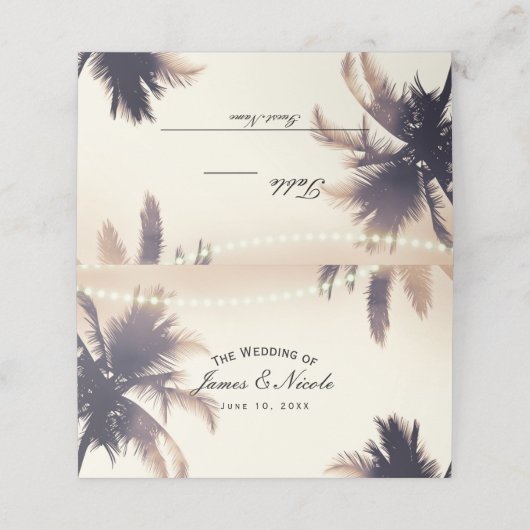 Carte De Placement Crème Dream Palm Trees & Lumières Table Siège (Extérieur déplié)