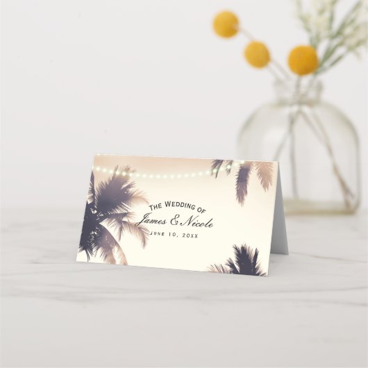 Carte De Placement Crème Dream Palm Trees & Lumières Table Siège (Devant)