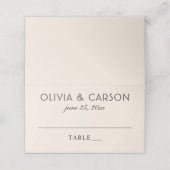 Carte De Placement Crème moderne et Monogramme Mariage noir (Extérieur déplié)