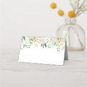 Carte De Placement Crème Or Floral Verdure Mariage Monogramme (Devant)