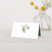 Carte De Placement Crème Roses Blanches Parties scintillant Verdure C (Dos)