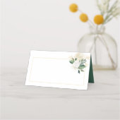 Carte De Placement Crème Roses Blanches Parties scintillant Verdure C (Devant)