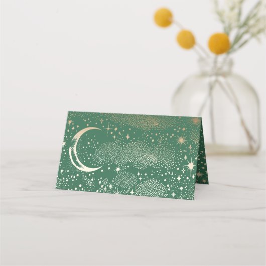 Carte De Placement Crescent Moon Starry Nuit Mariage céleste (Dos)