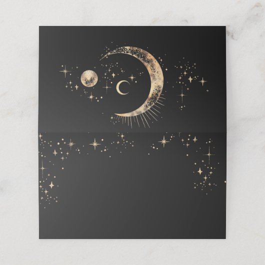 Carte De Placement Crescent Moon Starry Nuit Mariage céleste (Extérieur déplié)