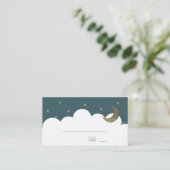 Carte De Placement Crescent Moon & Stars Marine Blue Boy Place Card (Debout devant)
