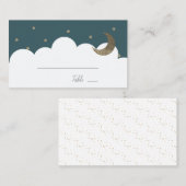 Carte De Placement Crescent Moon & Stars Marine Blue Boy Place Card (Devant / Derrière)