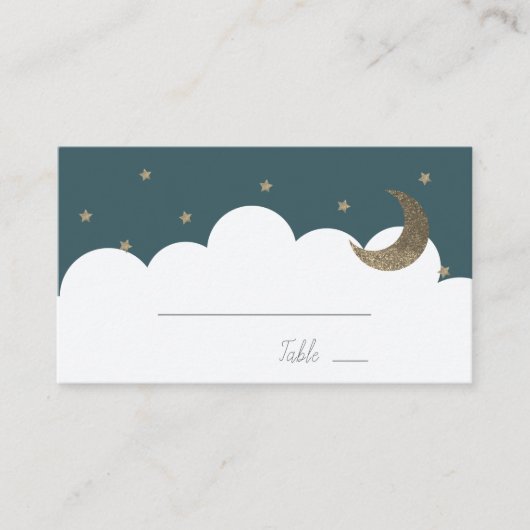 Carte De Placement Crescent Moon & Stars Marine Blue Boy Place Card (Devant)