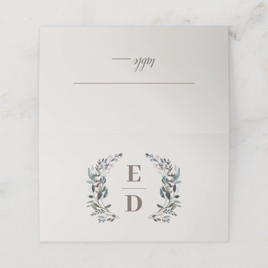 Carte De Placement Crest jardin | Eggshell | Tableau Monogramme Maria (Extérieur déplié)