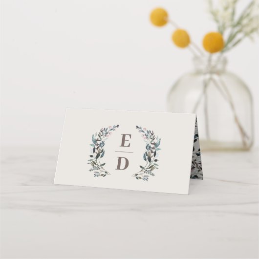 Carte De Placement Crest jardin | Eggshell | Tableau Monogramme Maria (Devant)
