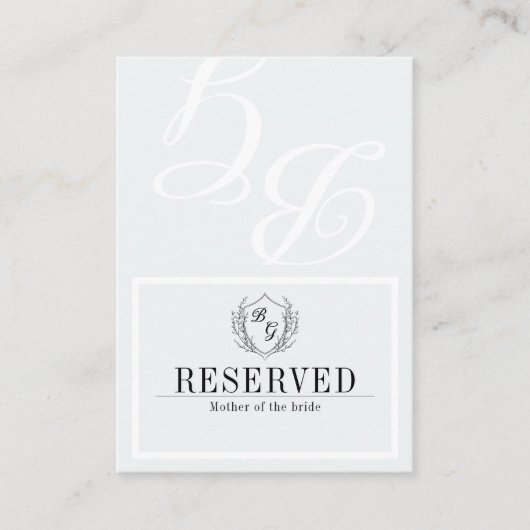 Carte De Placement Crest monogramme classique RÉSERVÉ plié (Devant)