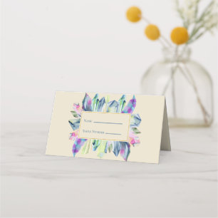 Carte De Placement Cristal rose vert et bleu Nom du lieu