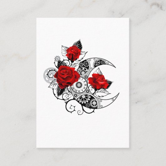 Carte De Placement Croissant mécanique avec roses rouges (Devant)