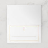 Carte De Placement Croix de bordure dorée Baptême Confirmation Commun (Extérieur déplié)