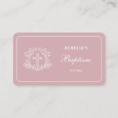 Carte De Placement Croix florale simple sur le baptême rose (Dos)