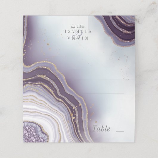 Carte De Placement Crystal Agate Mariage Amethyst ID825 (Extérieur déplié)