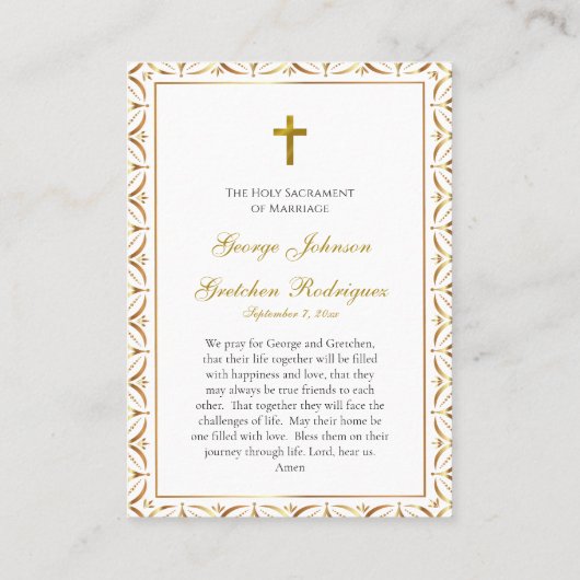 Carte De Placement Customized Catholic Wedding Prayer Card (Dos)