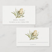 Carte De Placement Cute Amérindienne Banksia Aquarelle Mariage Floral (Devant / Derrière)