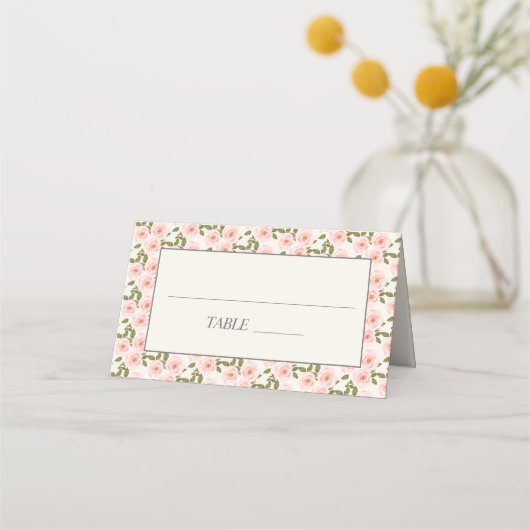 Carte De Placement Cute Blush Rose Springtime Floral (Devant)