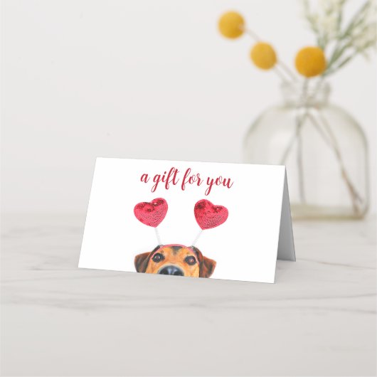 Carte De Placement Cute Fun Dog Headband Valentine's Day Carte cadeau (Devant)