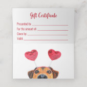 Carte De Placement Cute Fun Dog Headband Valentine's Day Carte cadeau (Intérieur déplié)