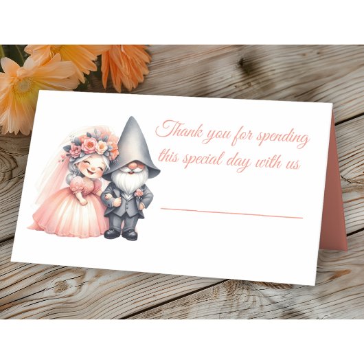 Carte De Placement Cute Garden Gnome Rustique Orange Mariage d'été