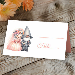 Carte De Placement Cute Garden Gnome Rustique Orange Mariage d'été