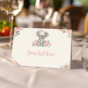 Carte De Placement Cute Koala Rose Floral Anniversaire de fête
