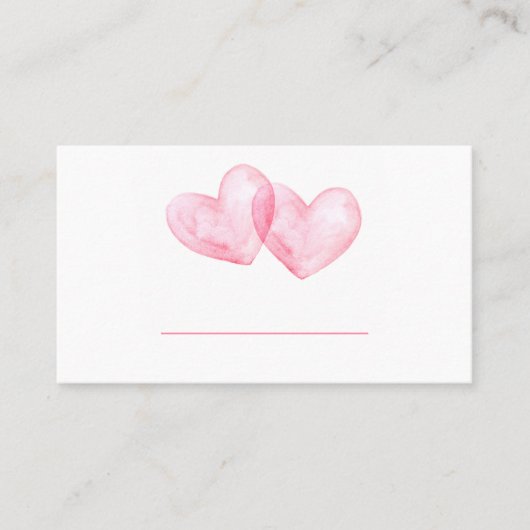 Carte De Placement Cute Love Rose Aquarelle Coeurs Mariage (Devant)