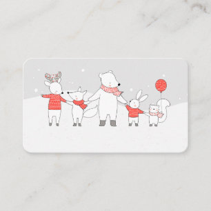 Carte De Placement Cute Ours Polaire et amis Fête de Vacances