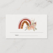 Carte De Placement Cute rouille Orange Boho Floral Baby shower arc-en (Dos)